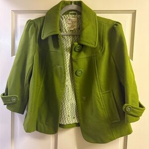 Tulle Green Wool Swing Coat
